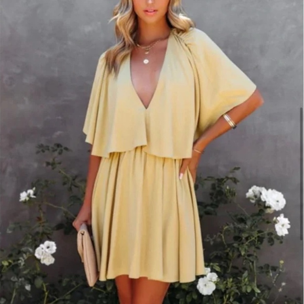 Anthropologie Fore Yellow V-Neck Dress